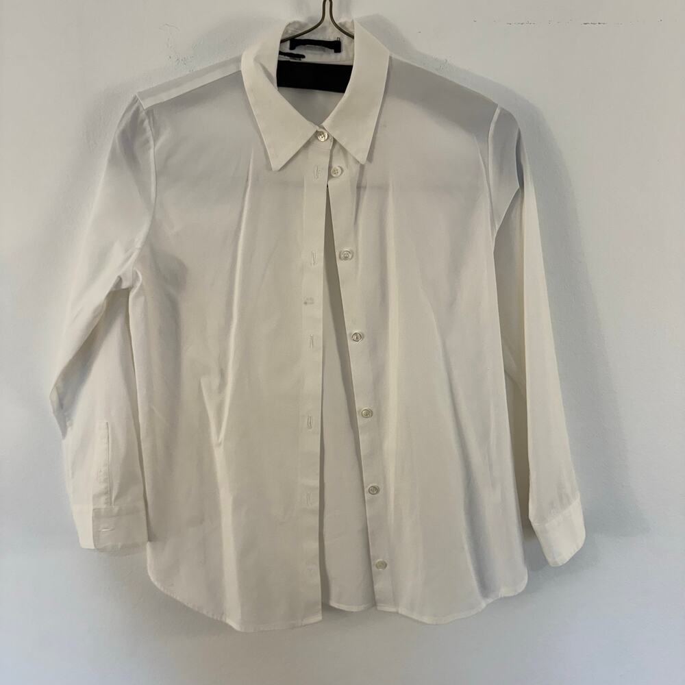 The Row White Button Front Dress Shirt Size 4 Quiet Luxury Cotton Blouse Flawed